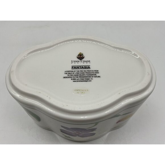 Lynn Chase Fantasia Decorated Covered Vanity Hand Painted Orchids and Butterfly - Picture 14 of 16